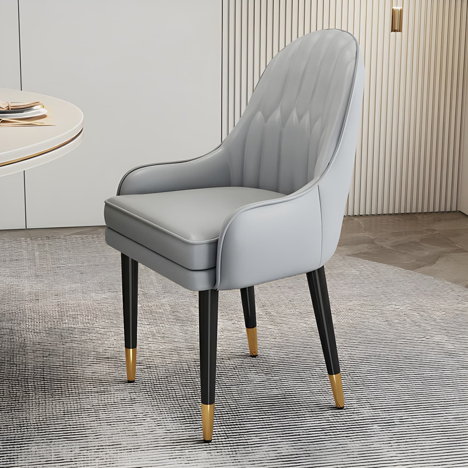 Glam Arm Chair with Upholstered Faux Leather, Solid Back, and Metal Legs - image 15