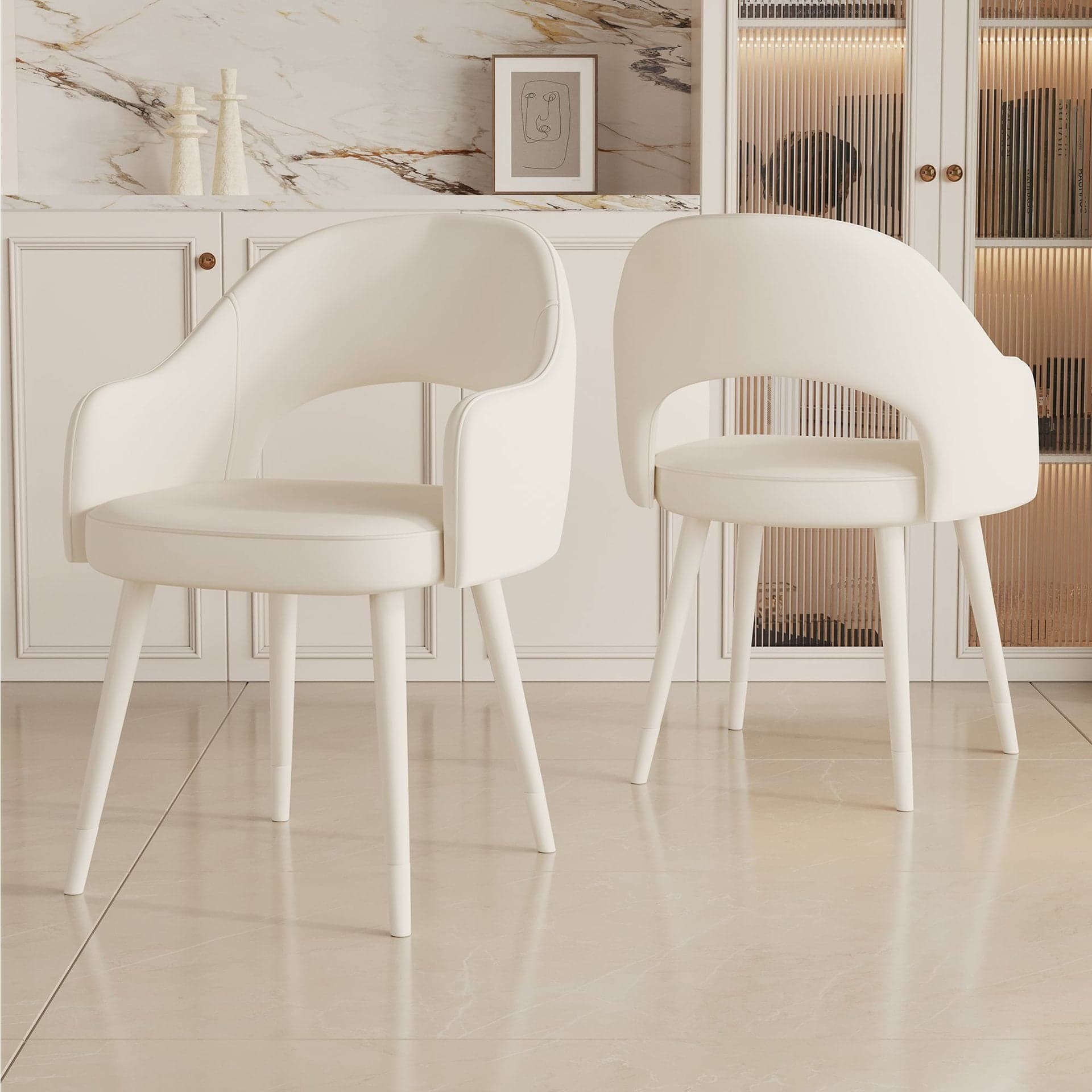 Modern Simple Style Arm Chair with Ventilated Back, Padded Upholstery, Arms, and Metal Legs - image 4