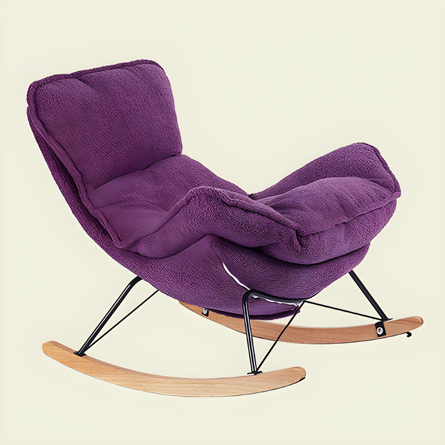 Contemporary Rocking Chair Fabric Upholstered Tufted Wing Chair Back Baby Rocking Chair - image 10