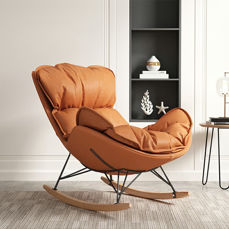Comfortable Upholstered Rocking Chair with Natural Wood Legs - Perfect for Stylish Home Decor - image 8