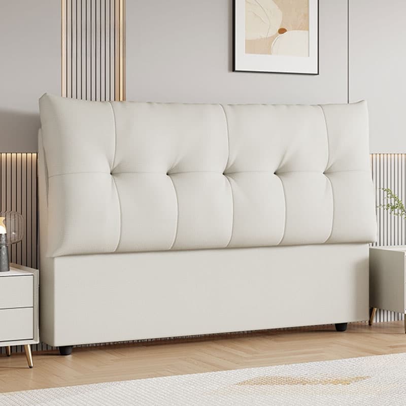 Trendy Panel Headboard with No Distressing, Piled Tufted Rectangle for Queen/Full Bed, Sponge Upholstery Fill, Standard Height