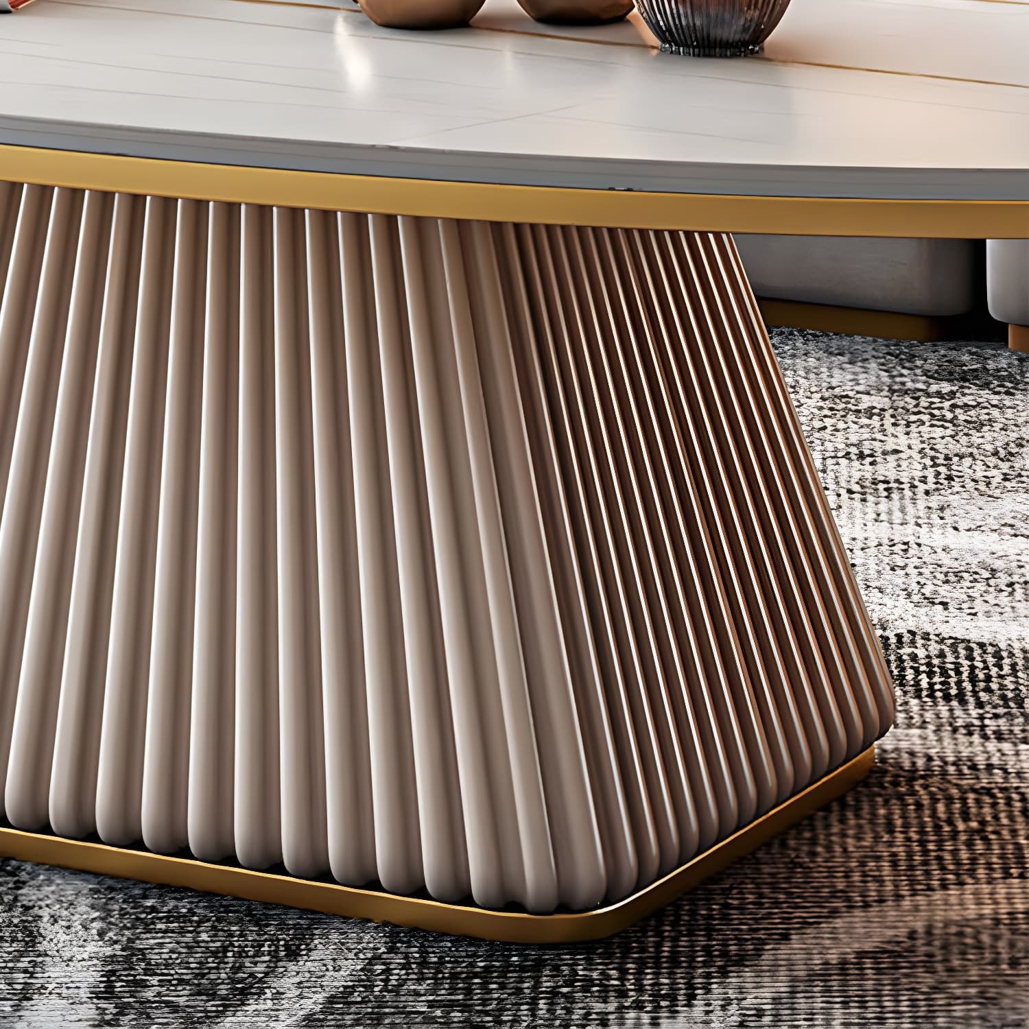 Elliptical Stone Coffee Table Pedestal 1 Single Cocktail Table - 17.72" H - image 10
