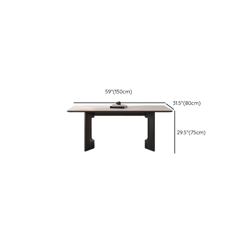 Slate Dining Table Set with Two-sided Pedestal, Padded Chair, and Back for 4 People - 5-piece in White - image 10