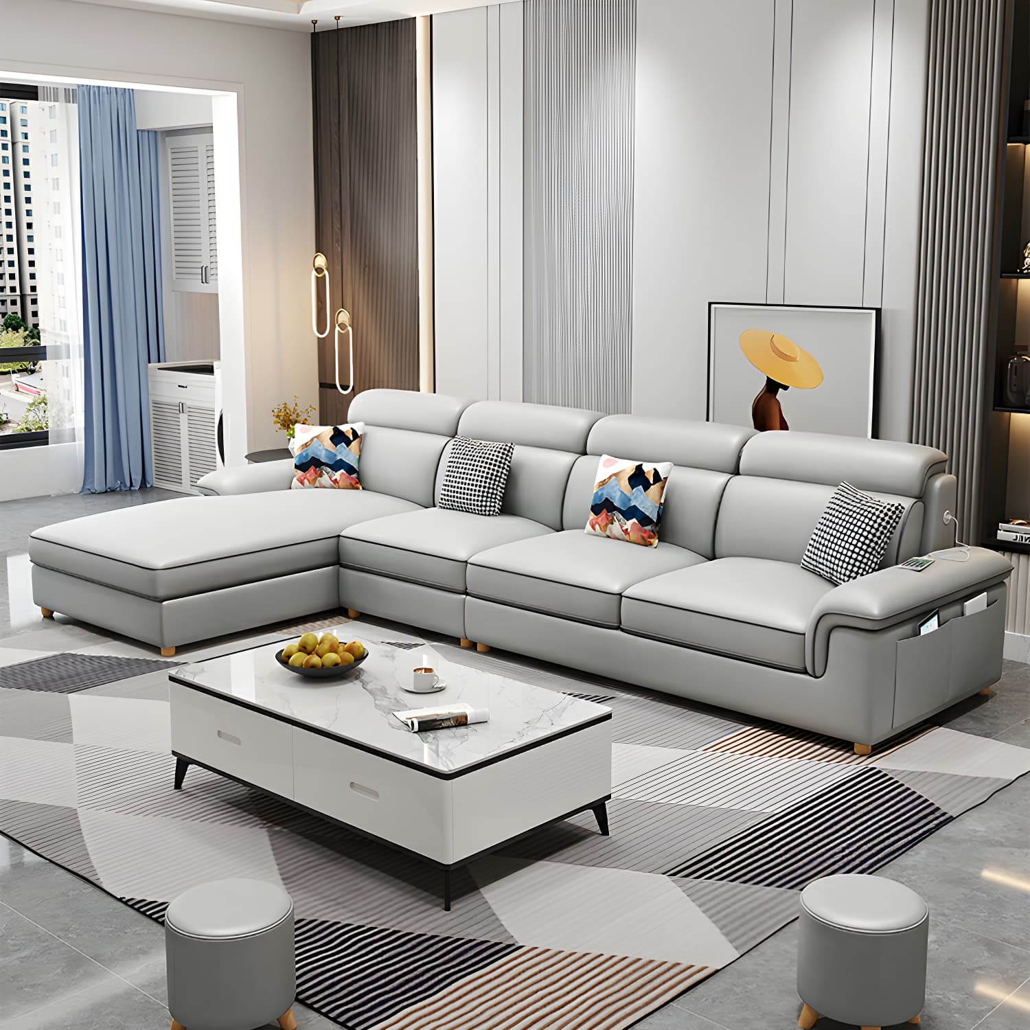 Modern Wood Frame L-Shape Sectional Sofa Chaise with Slipcover and Storage Included - image 11