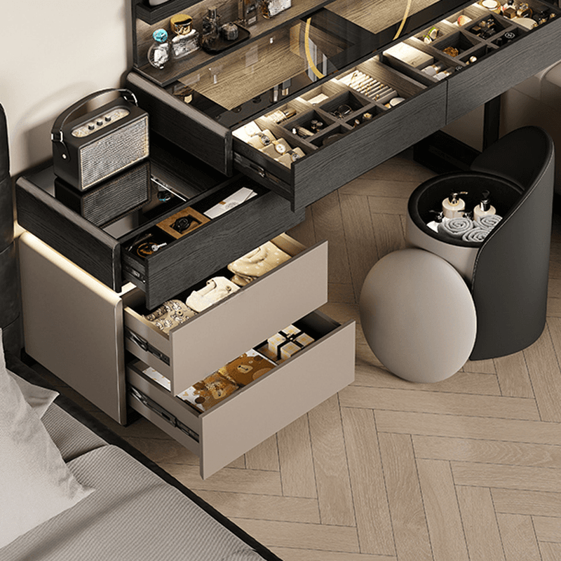Multi-Purpose Tan Vanity Set with Lighting, Scalable 2-in-1 Adjustable Touch and Brightness - image 3
