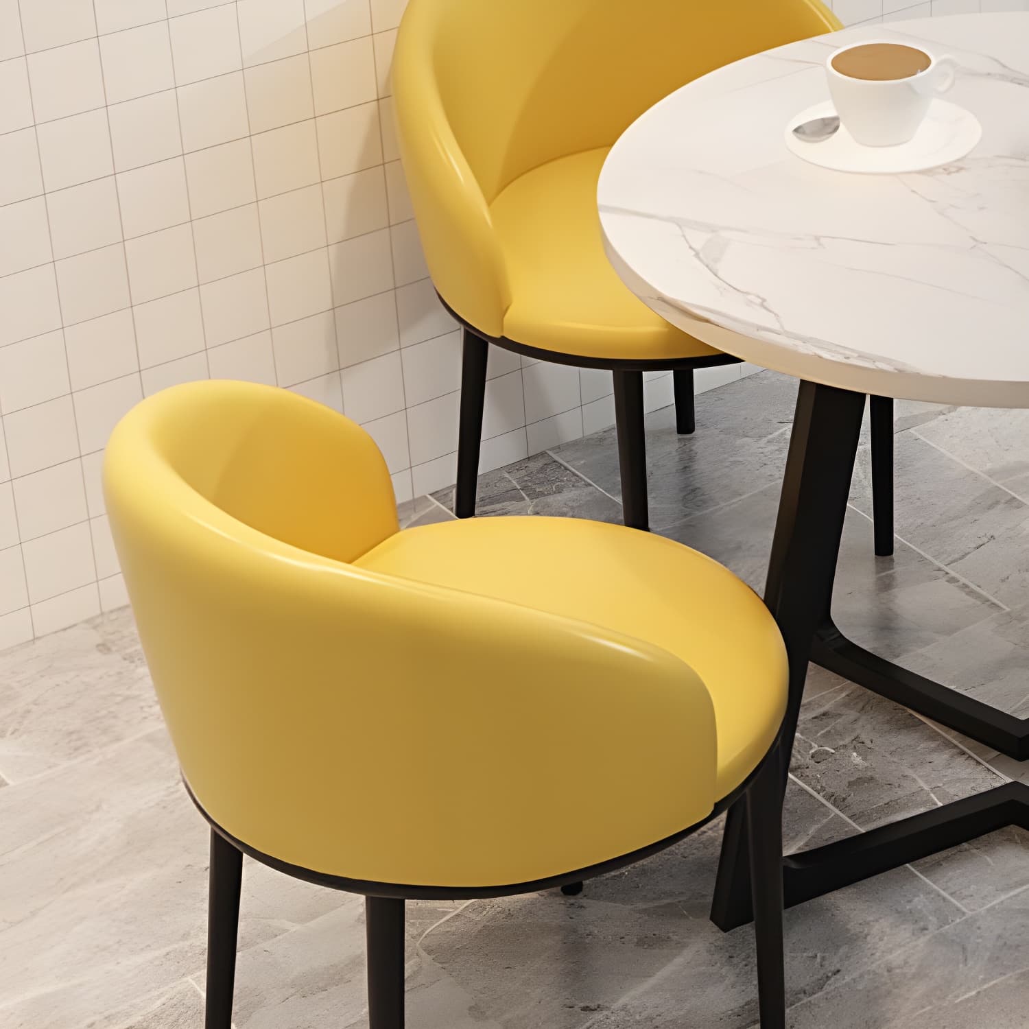 5 Piece Round Shape Contemporary Dining Room Chair and Table Set - image 12