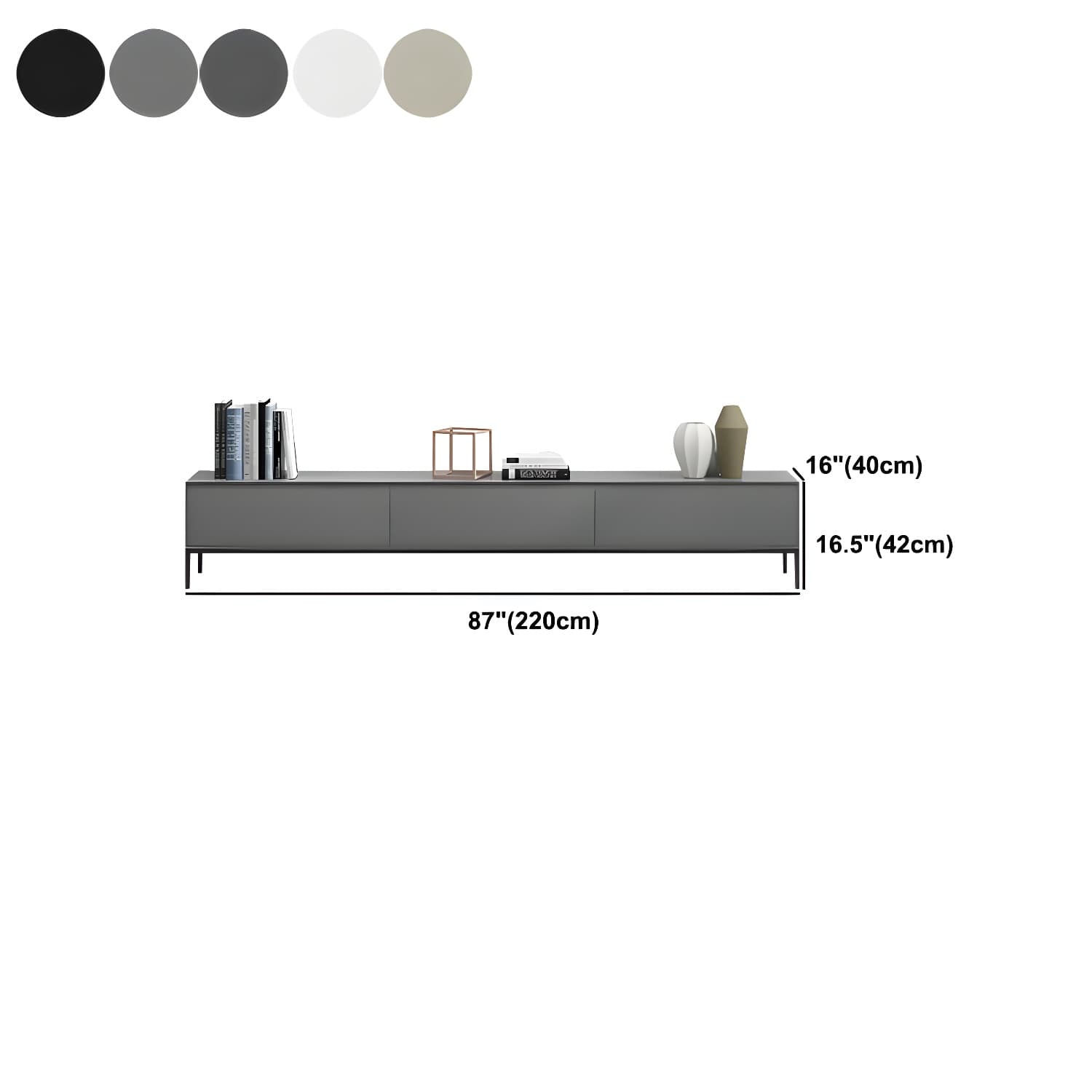 Contemporary Style TV Stand Stone and Engineered Wood TV Cabinet - image 12
