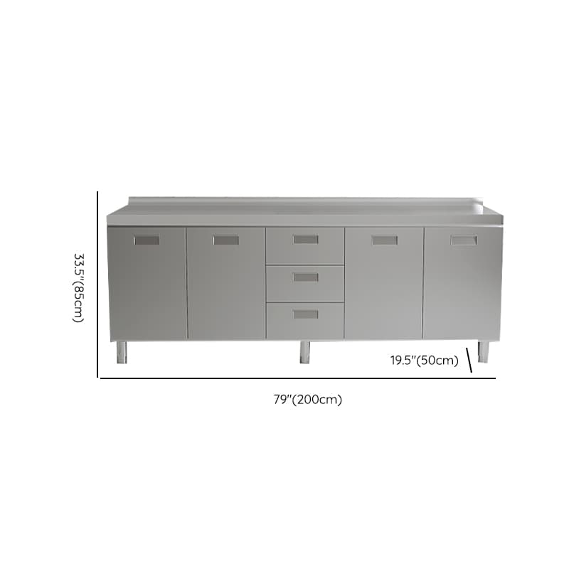 Simple Chrome Standard/Narrow Buffet Table with Alloy Countertop, 3 Doors/4 Doors/2 Doors, 4 Shelves/Three Internal Shelves/2 Shelves, and Functional Storage Cabinet - image 19