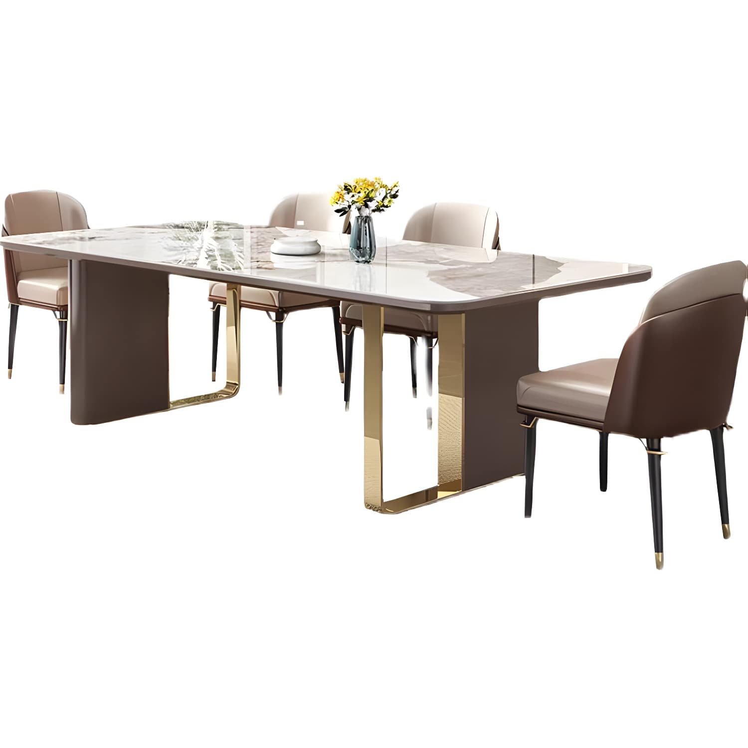 Luxury Sintered Stone Top Dining Set Rectangle 1/4/5/6/7/9 Pieces Dining Table with Chairs - image 10