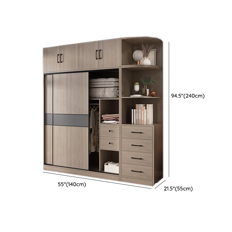 Rustic Brown Self-supporting Armoire Cabinet Pine with Shelves - image 28