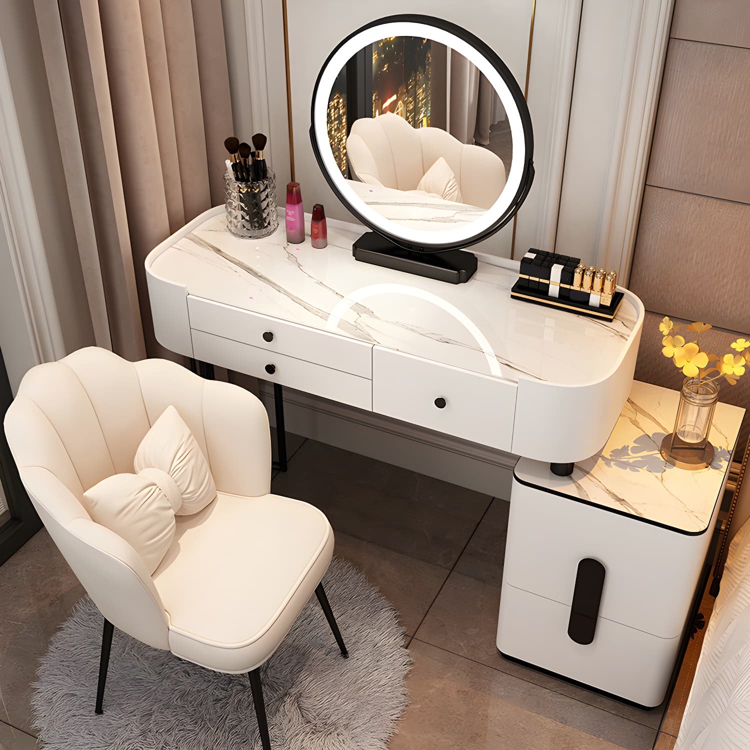 Contemporary Make-up Vanity with 4/5 Drawers,15.75 inch Wide - image 9