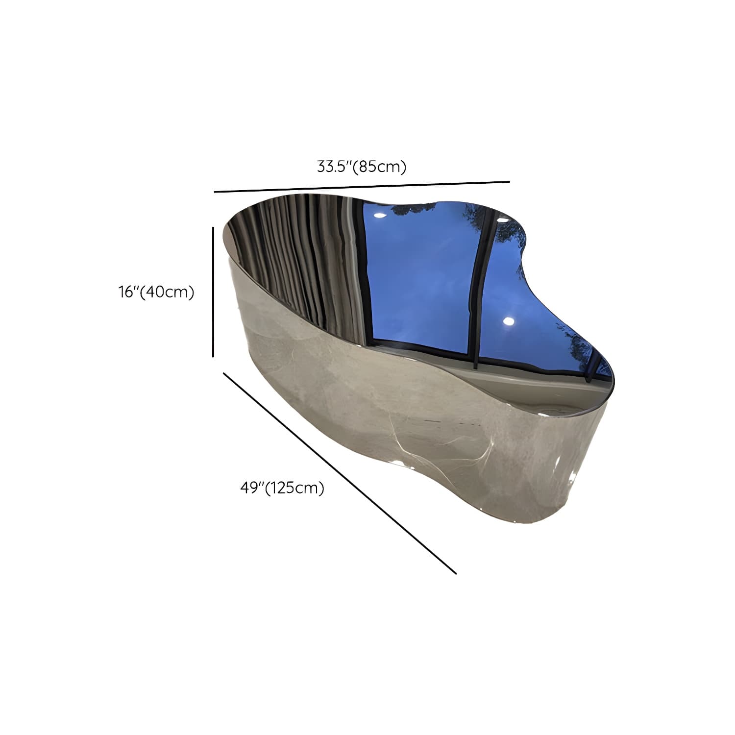 Silver Modern Coffee Table with Free Form Metal Top and Abstract Stainless Steel Base - image 20