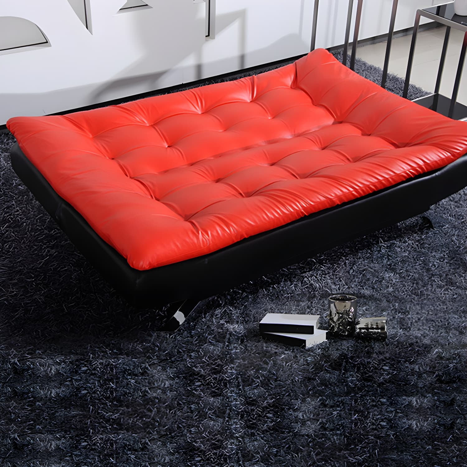 Armless Sofa Chaise Square Seating Settee for Living Room Bonus Room