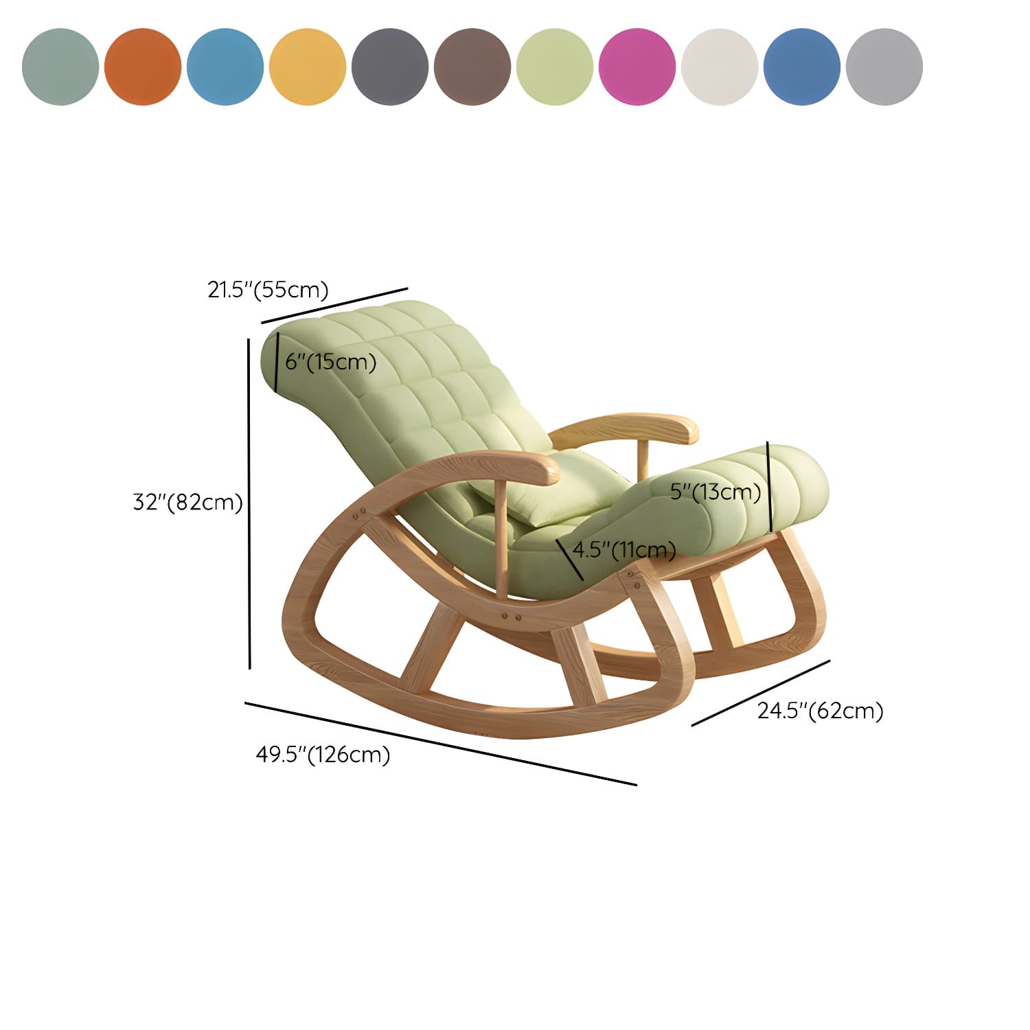 Modern Upholstered Rocking Chair with Removable Cushions - Stylish Pine Frame and Included Pillow - image 18