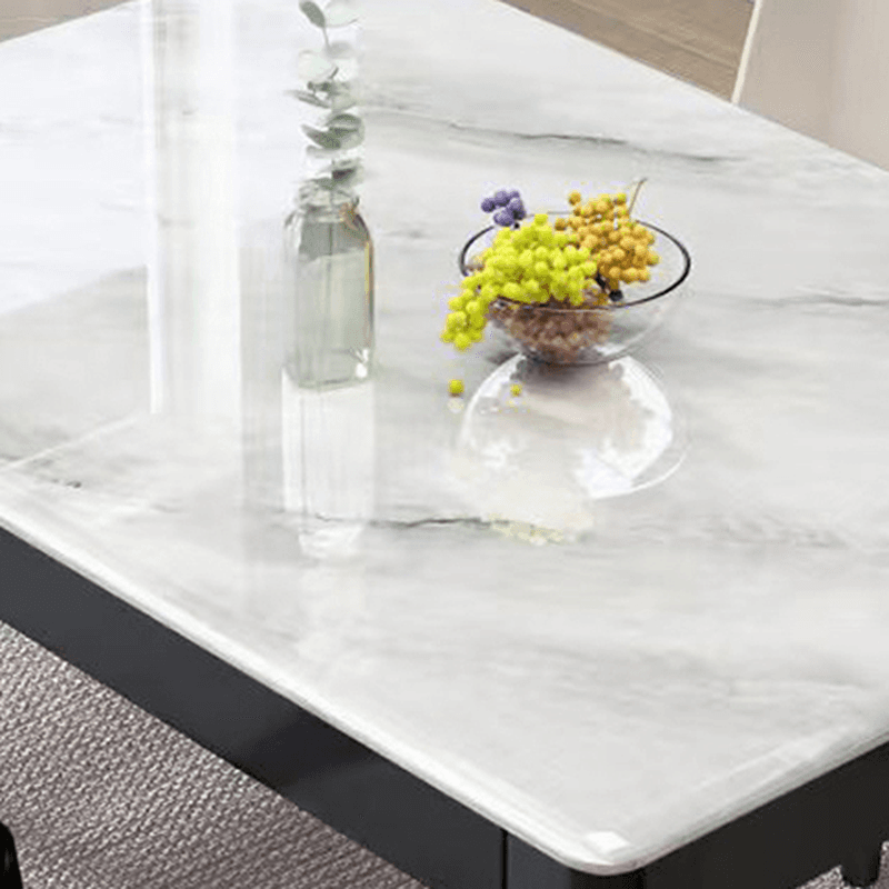 Trendy Slate Dining Table Set with Four Legs, Padded Chair, Back, Chalk Color