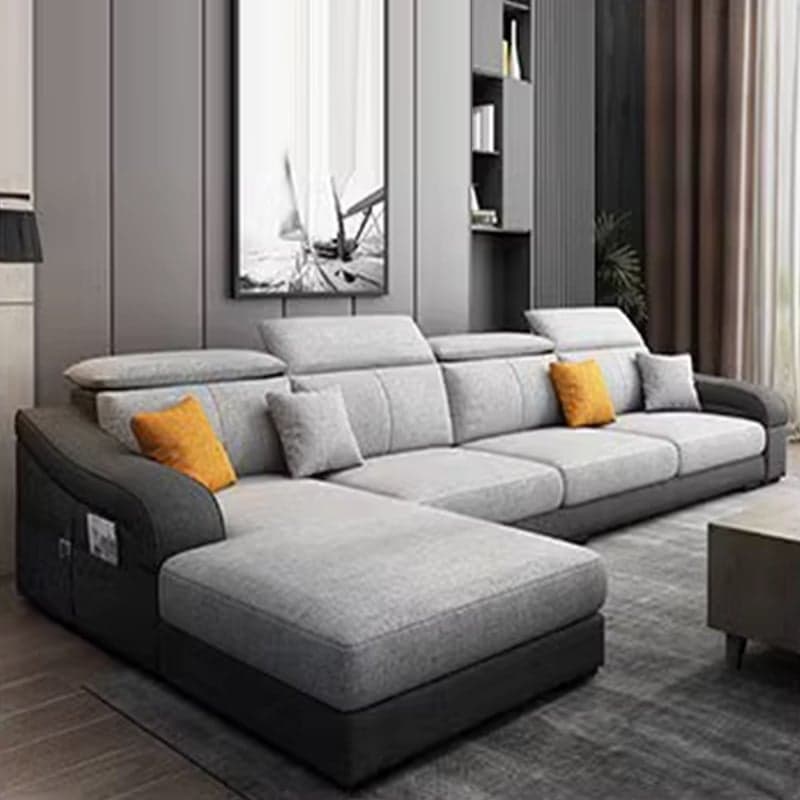 L-Shape Left Sofa Chaise for 5-seater with Sloped Arms in a Trendy Style - image 5