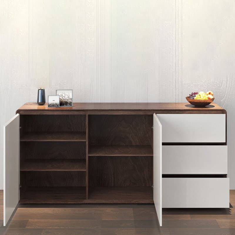 Simplistic 3 Drawers Freestanding Floor Sideboard/Server in Wood with 3 Shelves and Cabinet - image 17