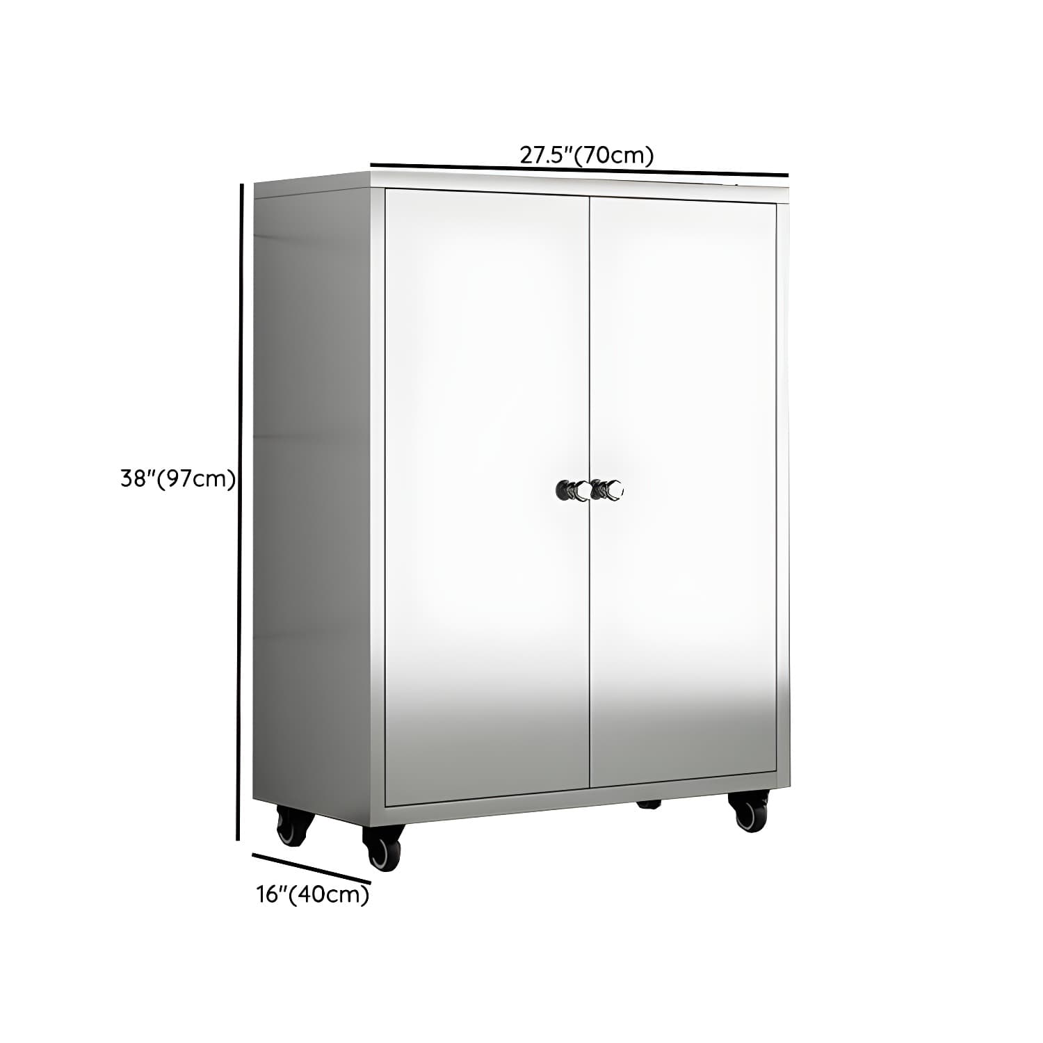 Chrome Stainless Steel Sideboard Cabinet with Cabinets, Adjustable Shelves, and Glass Doors - image 18