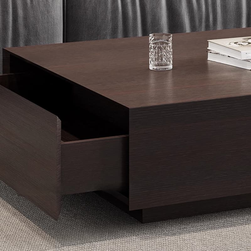 Solid Oak Wood Square Accent Table with 2 Drawers for Living Room - image 9
