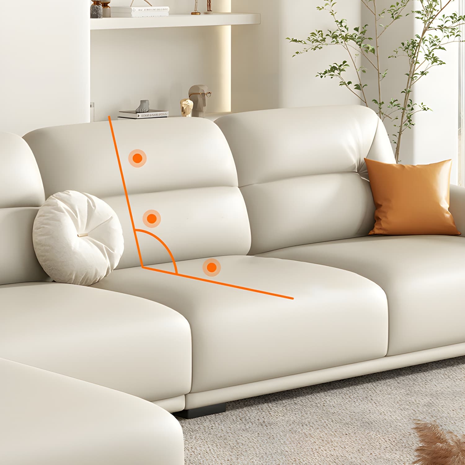 Modern One Arm Genuine Leather Sectional Sofa with Wood Frame - image 13