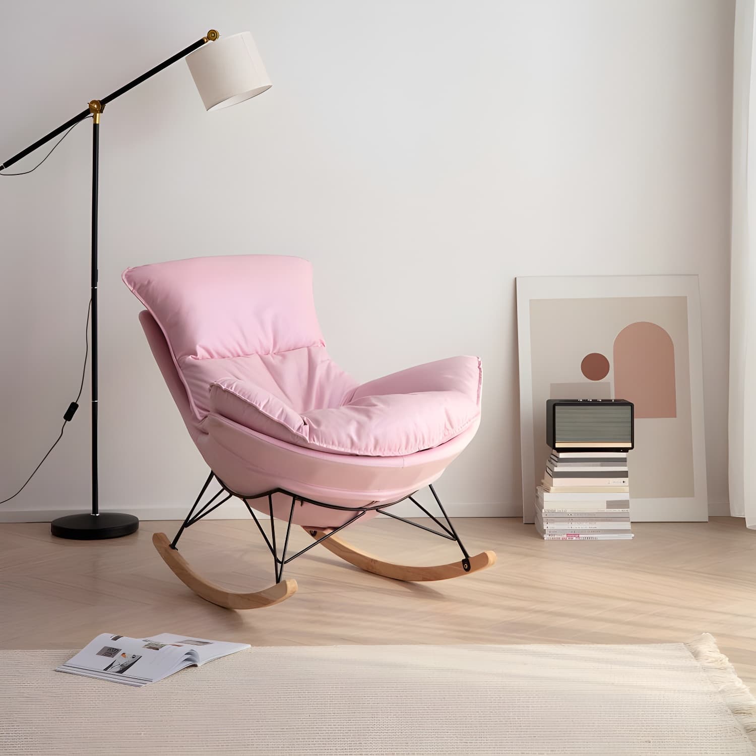 Contemporary Style Nursery Sofa Rocking Chair Indoor Rocking Chair with Ottoman - image 6