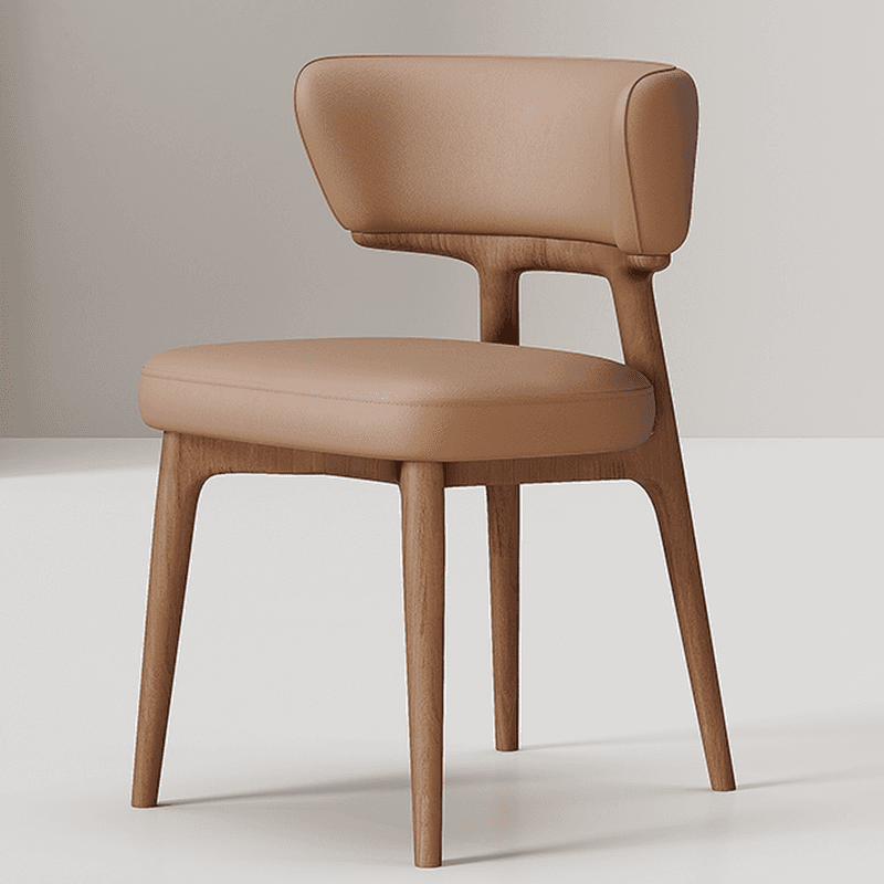 Contemporary Sturdy Side Chair with Uncovered Back, Polyurethane Upholstery, and Lumber Legs Outlined Frame - image 3