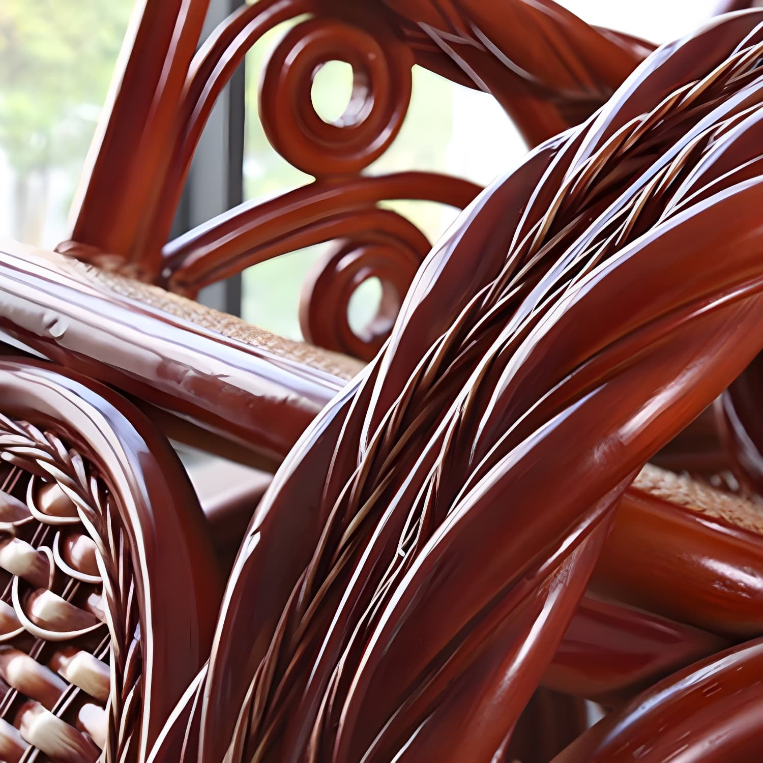 Traditional Rocking Chair Rattan Solid Color Spindle Backrest Indoor Rocking Chair - image 11