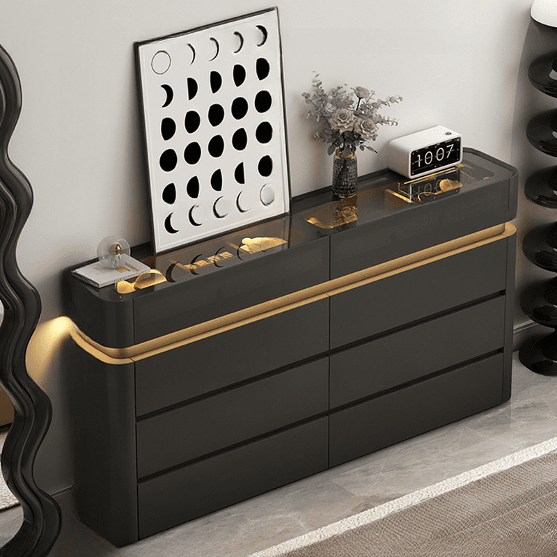 Minimalist Horizontal Console Dresser Illumination Light Timber 8 Drawers - image 7