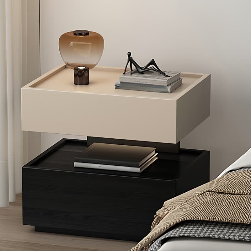 Organic Modern Nightstand With Drawer Organization Featuring 2 Drawers, 1 Shelf, and Real Wood Countertop - image 10
