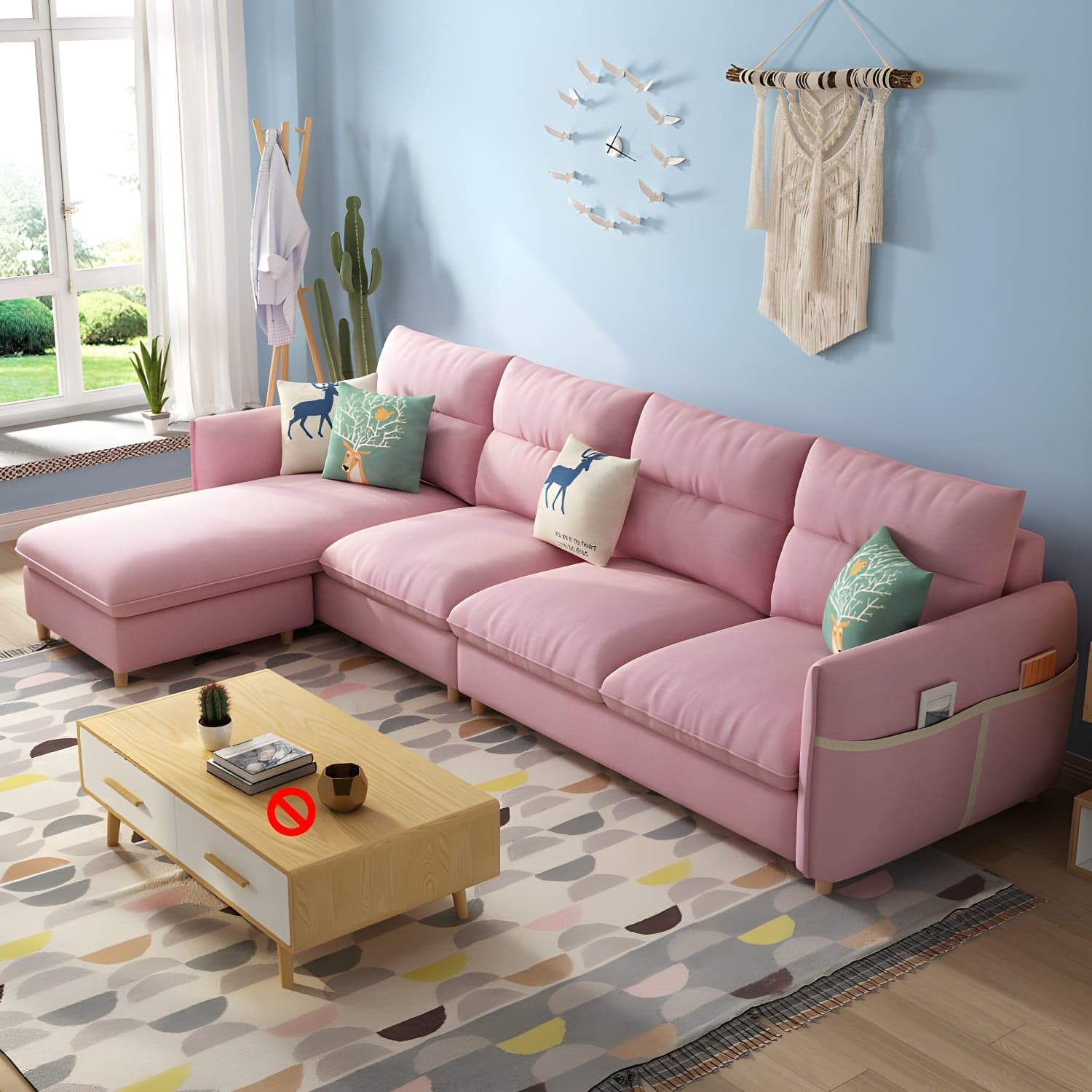 Scandinavian Modular L-Shape Sectional Sofa Chaise with Reversible Pine Wood Frame - image 11