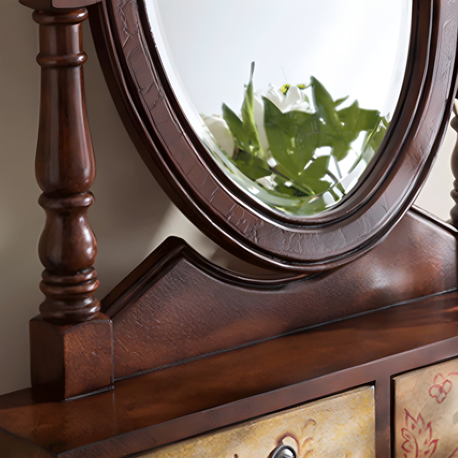 Victorian Vanity Set Solid Wood Drawers Included Makeup Dressing Table With Mirror & Stool - image 10