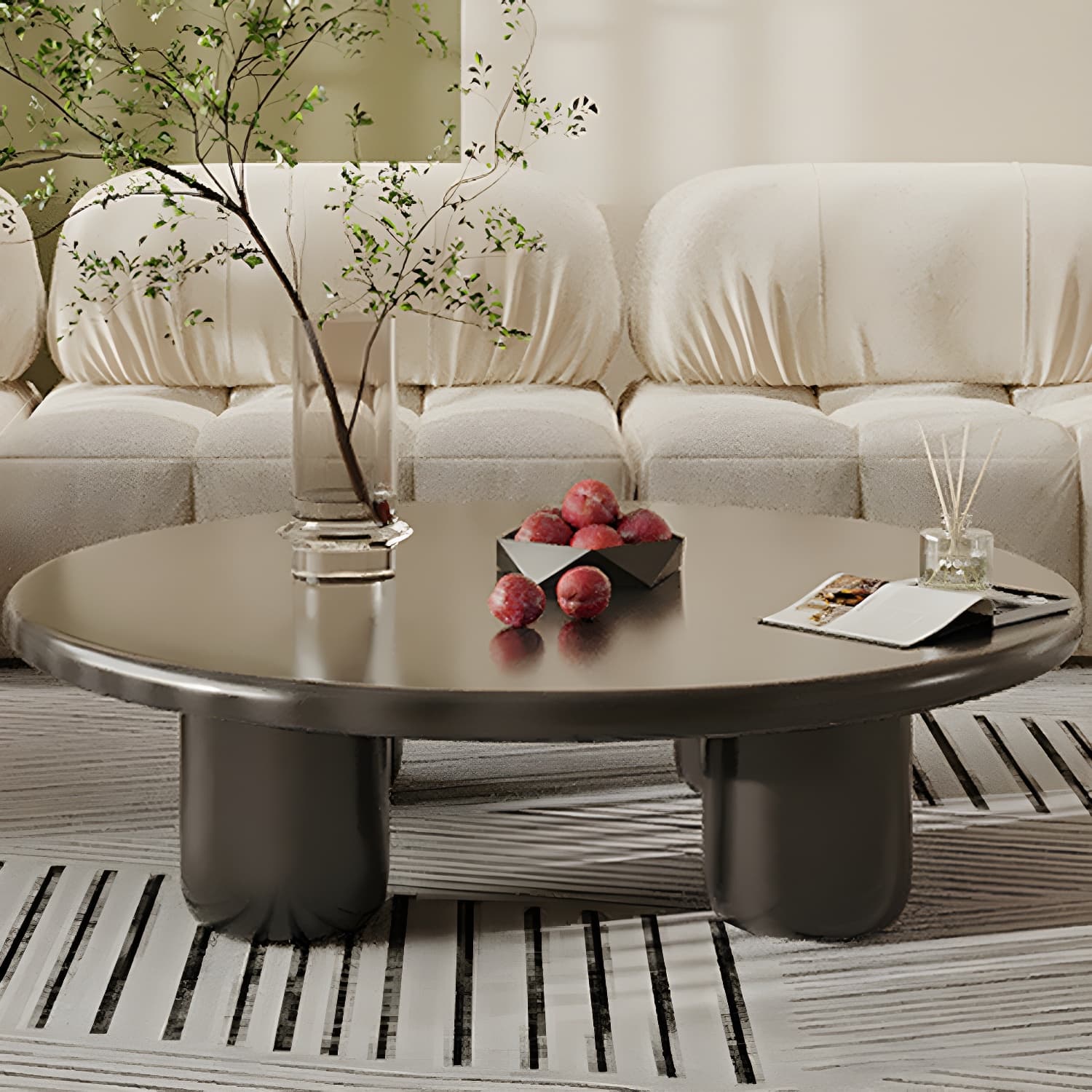 Scandinavian 4 Legs Coffee Table Round 1 Single Cocktail Table - image 8