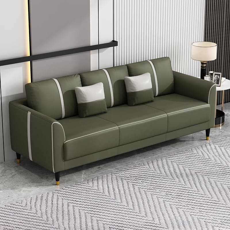 Trendy Scratch-durable Lime Green/Cocoa/Coffee Sofa Couch with Flared Arm, 3-Seater, 2 Pillows, and Wide Pillow Back - image 6