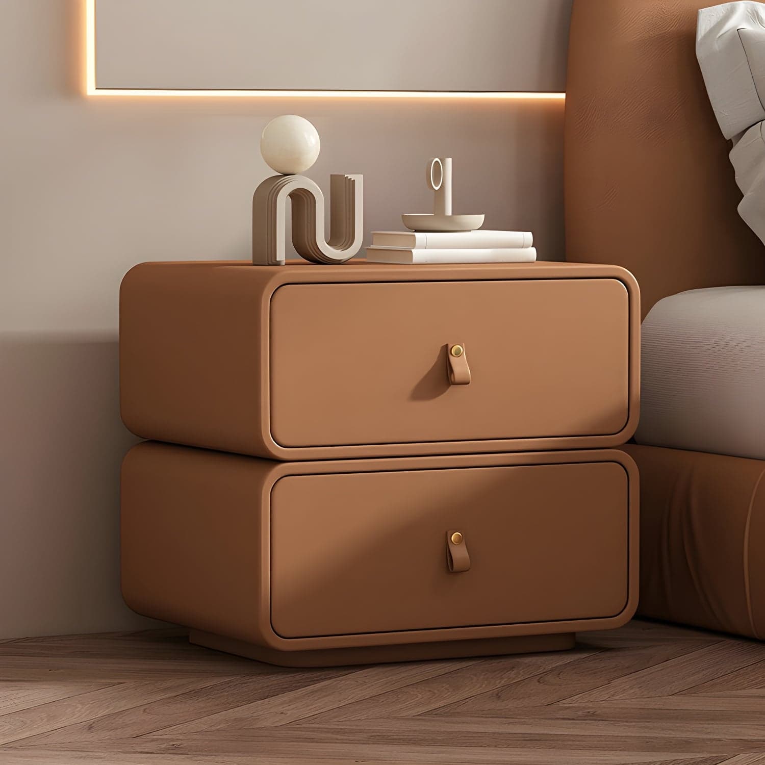 Modern Wood Drawer Storage Nightstand with 2 Drawers - Small Size - image 9