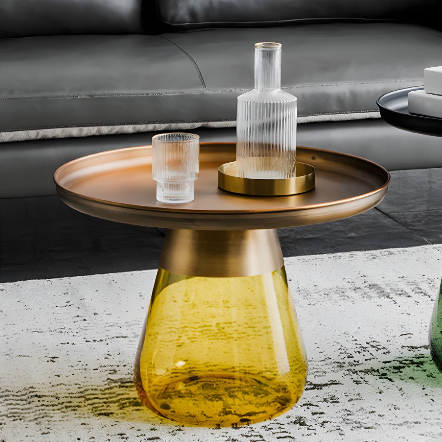 Mid-Century Modern Pedestal Glass Round Storage Single Coffee Table - image 6
