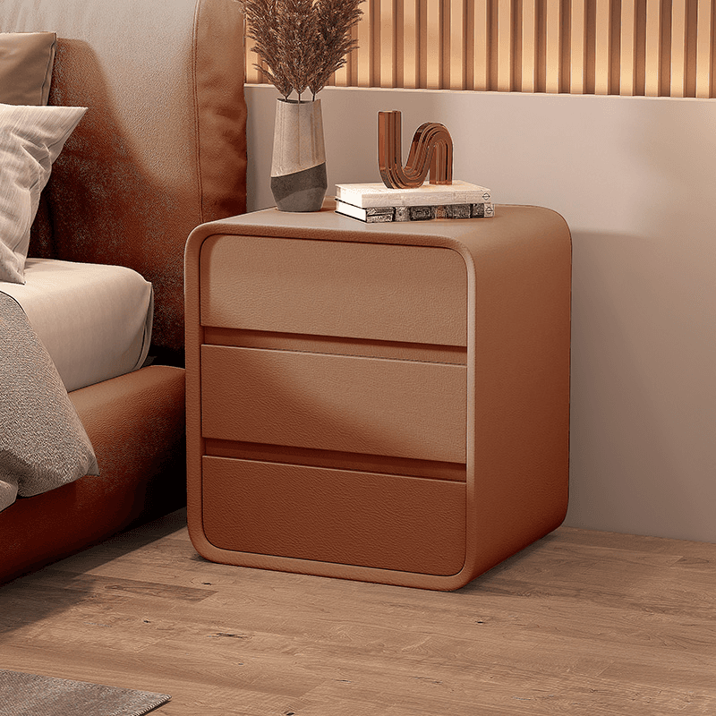Organic Modern Nightstand With Drawer Organization with 3 Drawers and Pleather Countertop - image 13