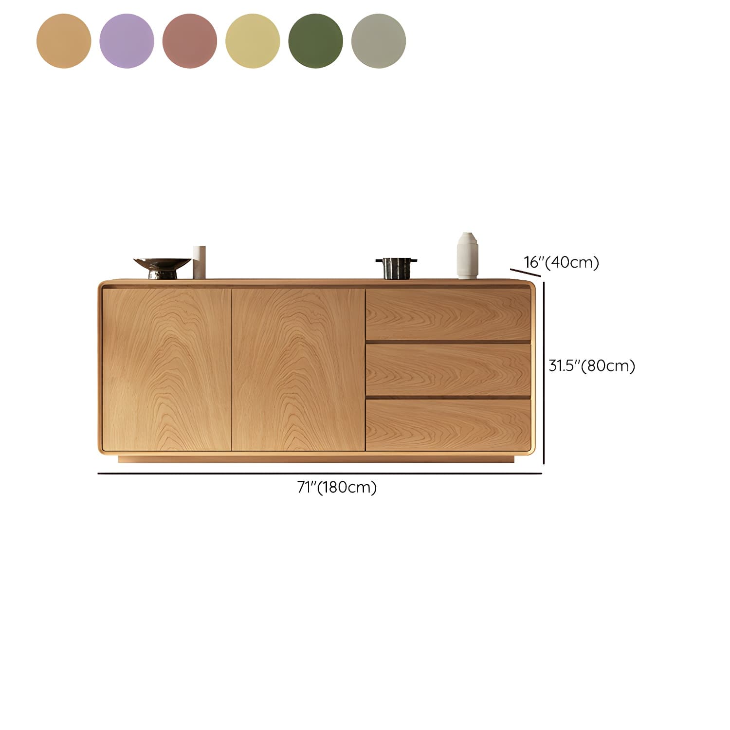 Scandinavian Wood Sideboard with 3 Drawers and 2 Doors, Overall Width 40cm, Overall Height 80cm - image 18