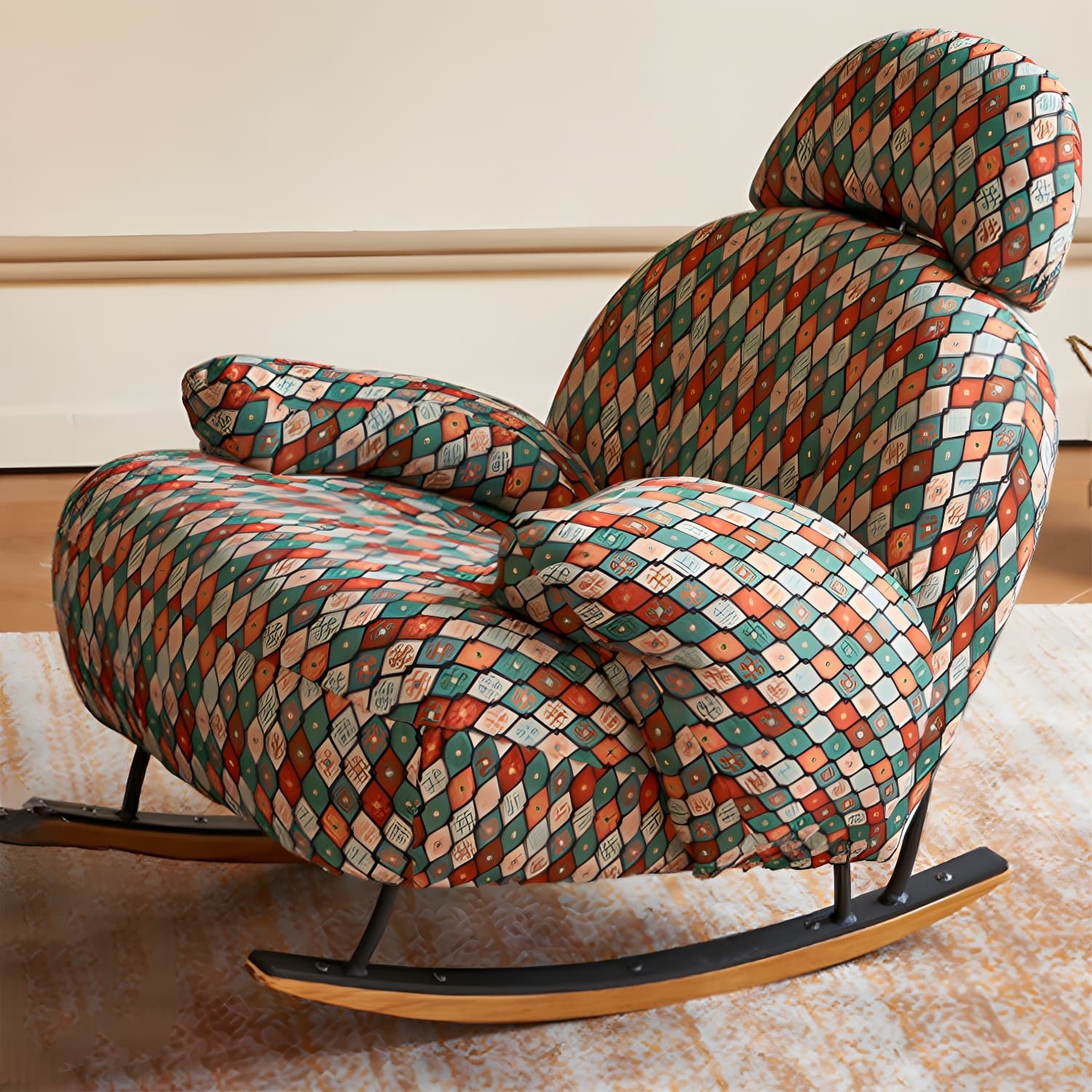 Spindle Living Room Contemporary Reclining Upholstered Rocking Accent Chair - image 13