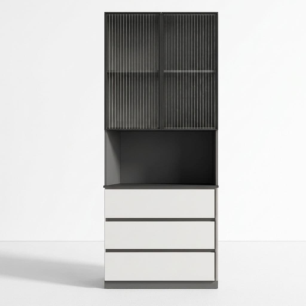 Trendy Sideboard with 3 Drawers, Cupboard, Wide/Standard/Narrow Sizes, 2/1 Shelves, Cabinets, and Glass-panel Door - image 15