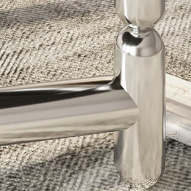 Sleek Silver Stainless Steel Coffee Table with Tempered Glass Top - image 8