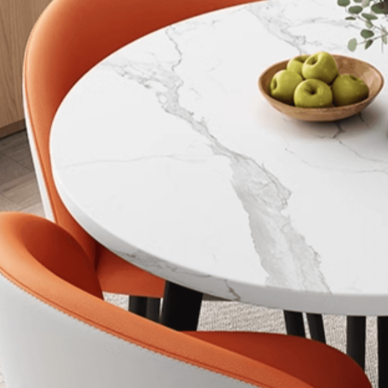 Circular Manufactured Wood Dining Table Set with Upholstered Back, Padded Chair, Arms, Seats 4 - image 20
