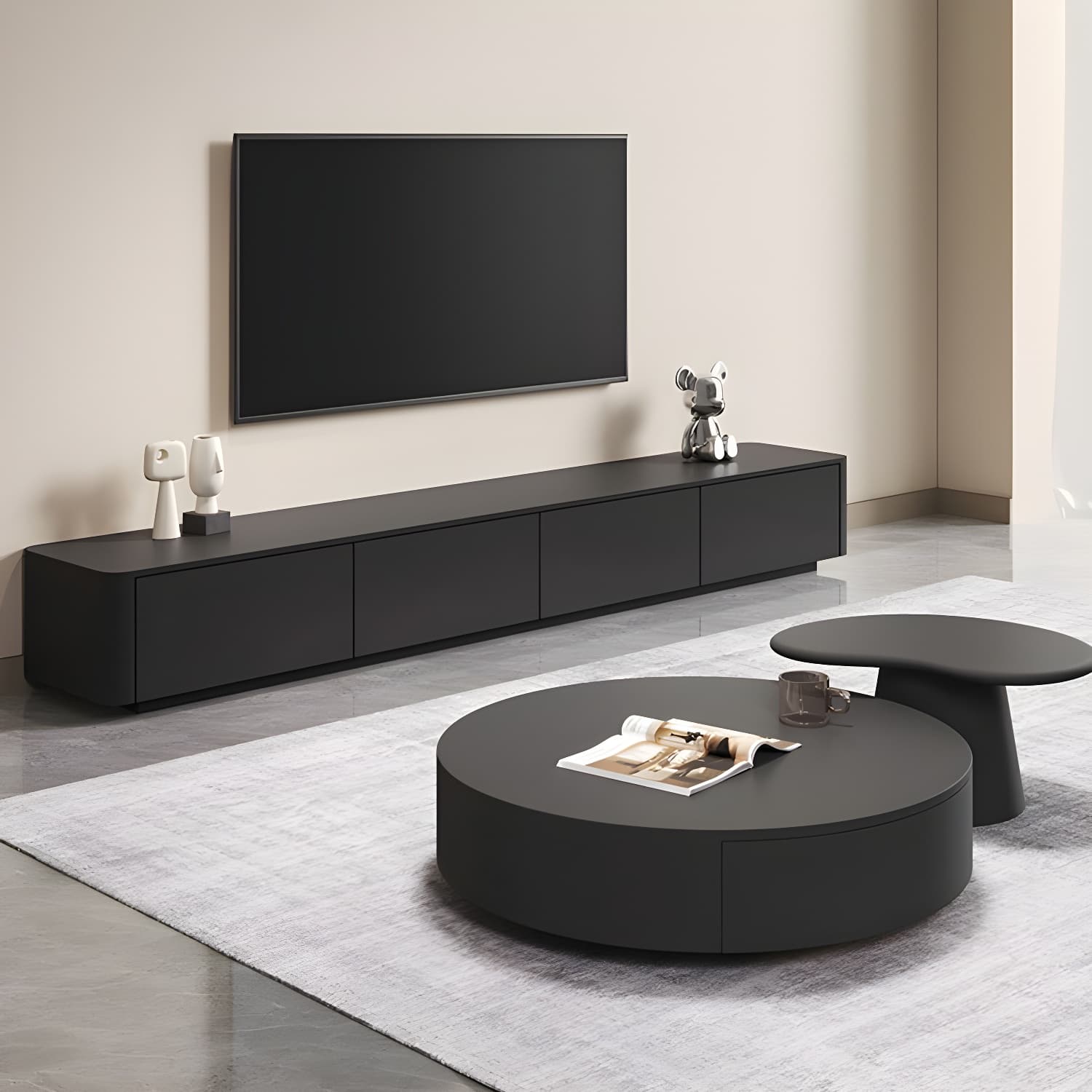 3 / 4 Drawers Modern TV Console 16" D Closed Storage Wooden TV Stand - image 3