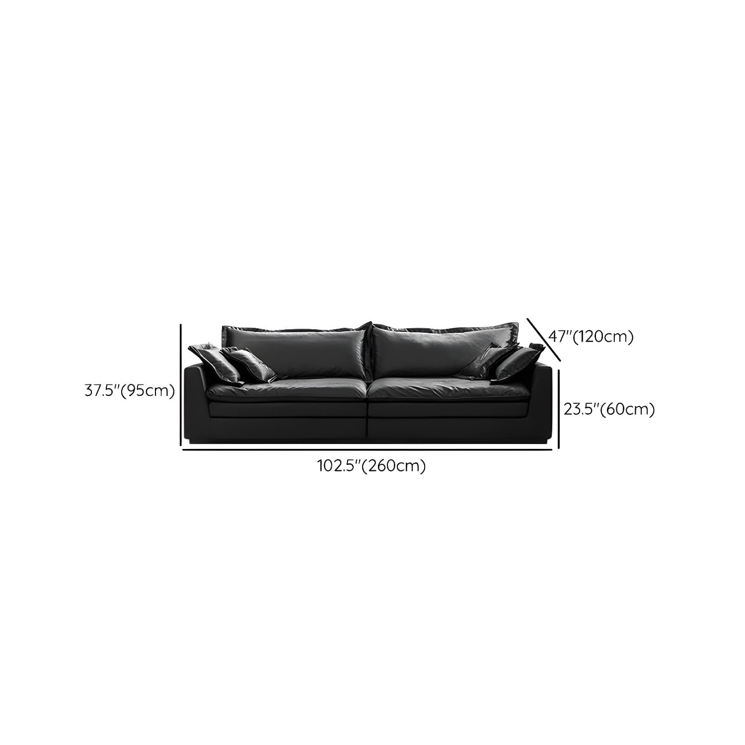 Modern Black Stationary Sectional Sofa with Wood Frame and Tech Cloth Upholstery - image 13