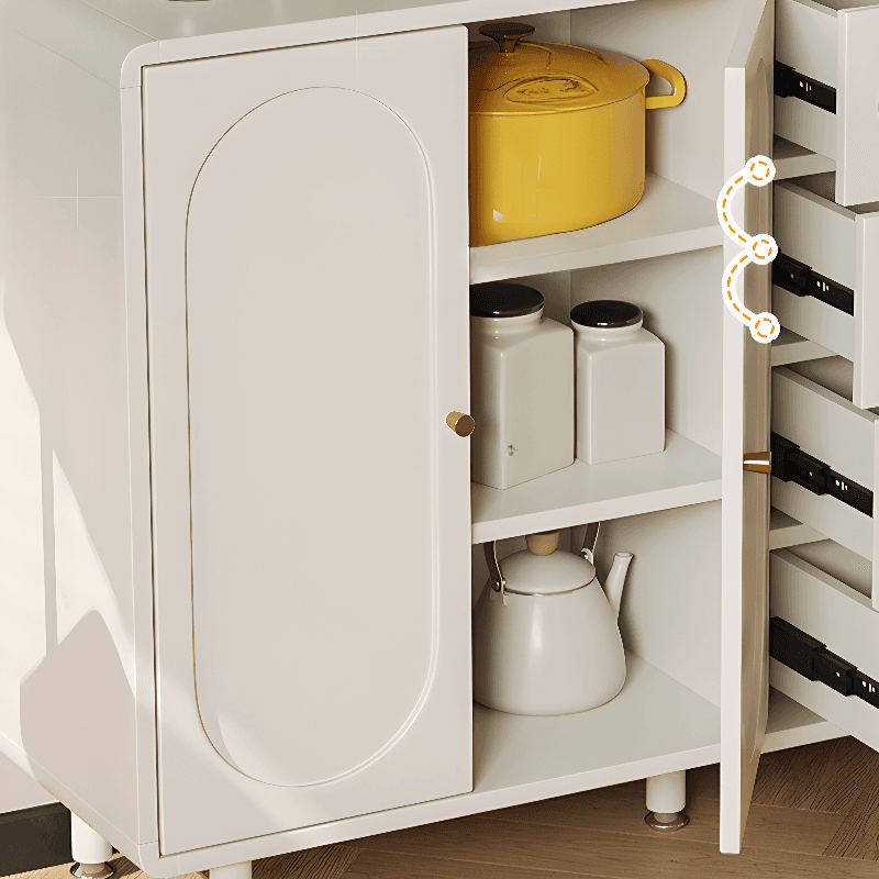 Chalk Modish Composite Wood Console Dresser with 5 Drawers and Hutch, 3 Interior Shelves, Horizontal - image 5