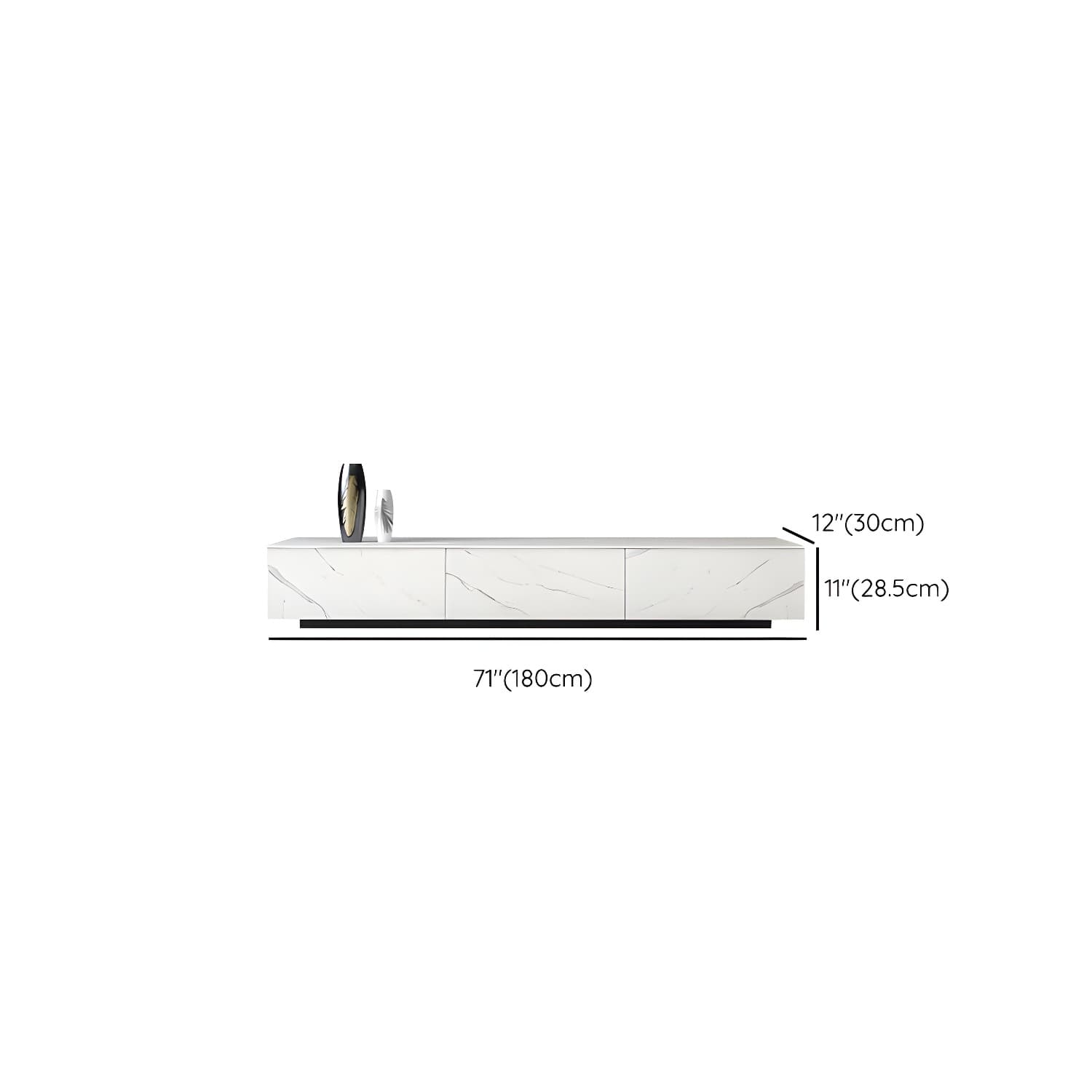 Contemporary 11.02"H TV Media Console Stand in White with Drawers - image 9