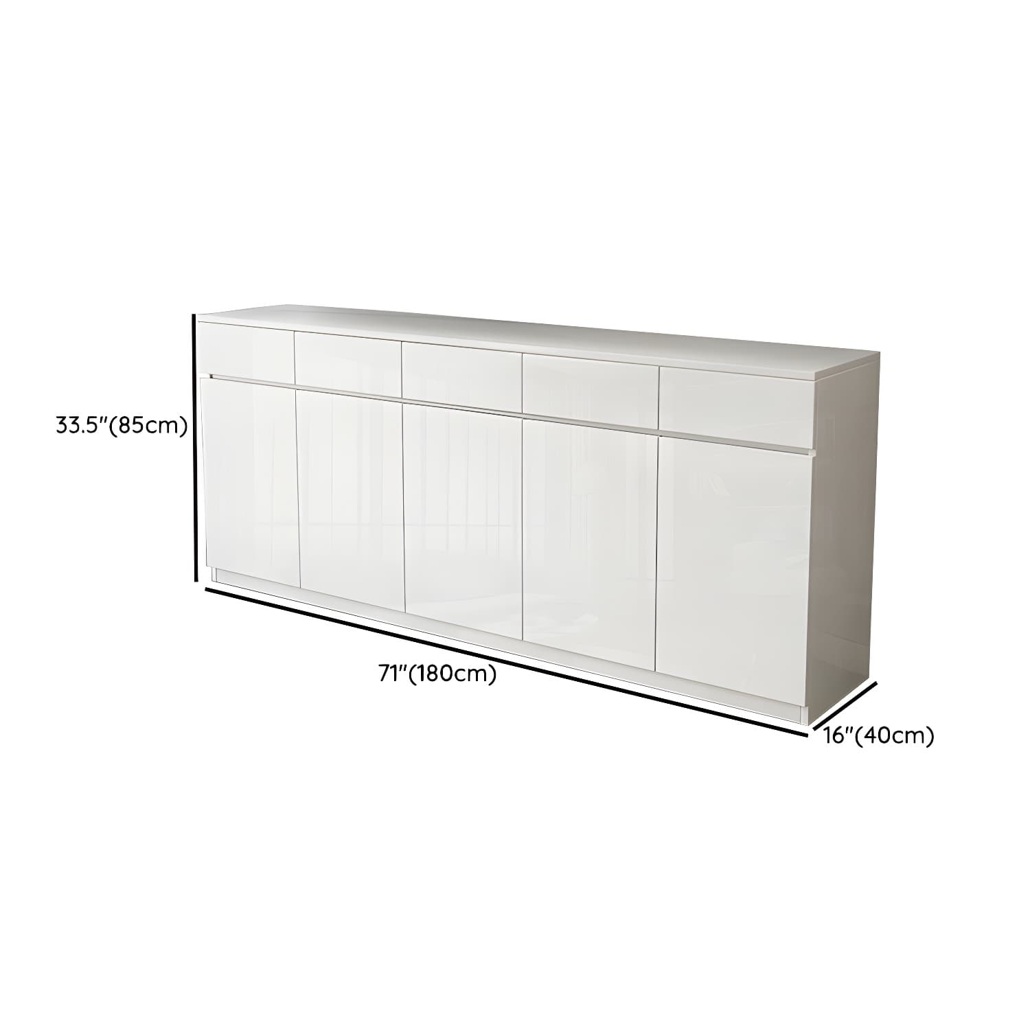 Modern White Buffet Cabinet with Stone Countertop and Wood Cabinets Included - image 10