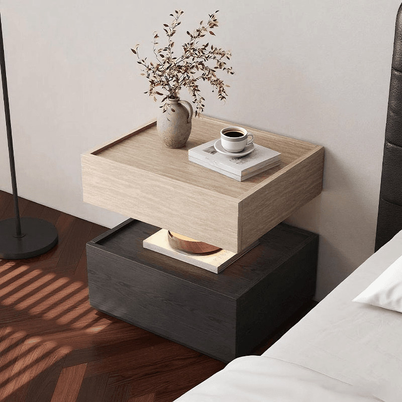 Organic Modern Nightstand With Drawer Organization Featuring 2 Drawers, 1 Shelf, and Real Wood Countertop - image 3