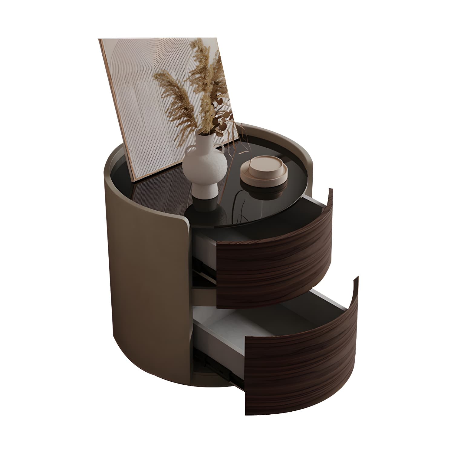 2 Drawers Contemporary Bedside Cabinet Antique Finish Nightstand - image 9