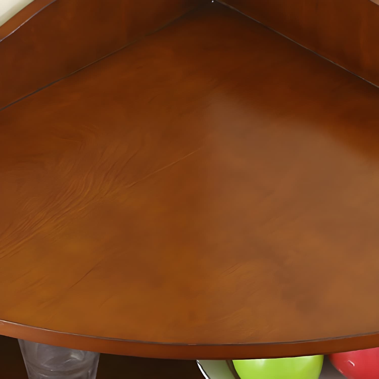 Mid-Century Modern Corner Accent Cabinet with Brown Wood Countertop, Glass Door & Cabinet Storage - image 11