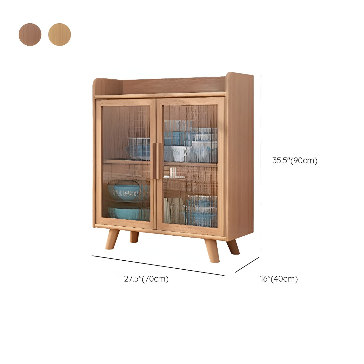 Scandinavian Style Narrow Wood Cabinet 40 cm Buffet & Sideboard Without Drawers Server - image 20